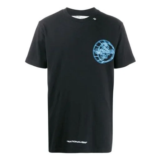 Men's Off-White Logo Printing Short Sleeve Black T-Shirt OMAA027R201850031088 - 1