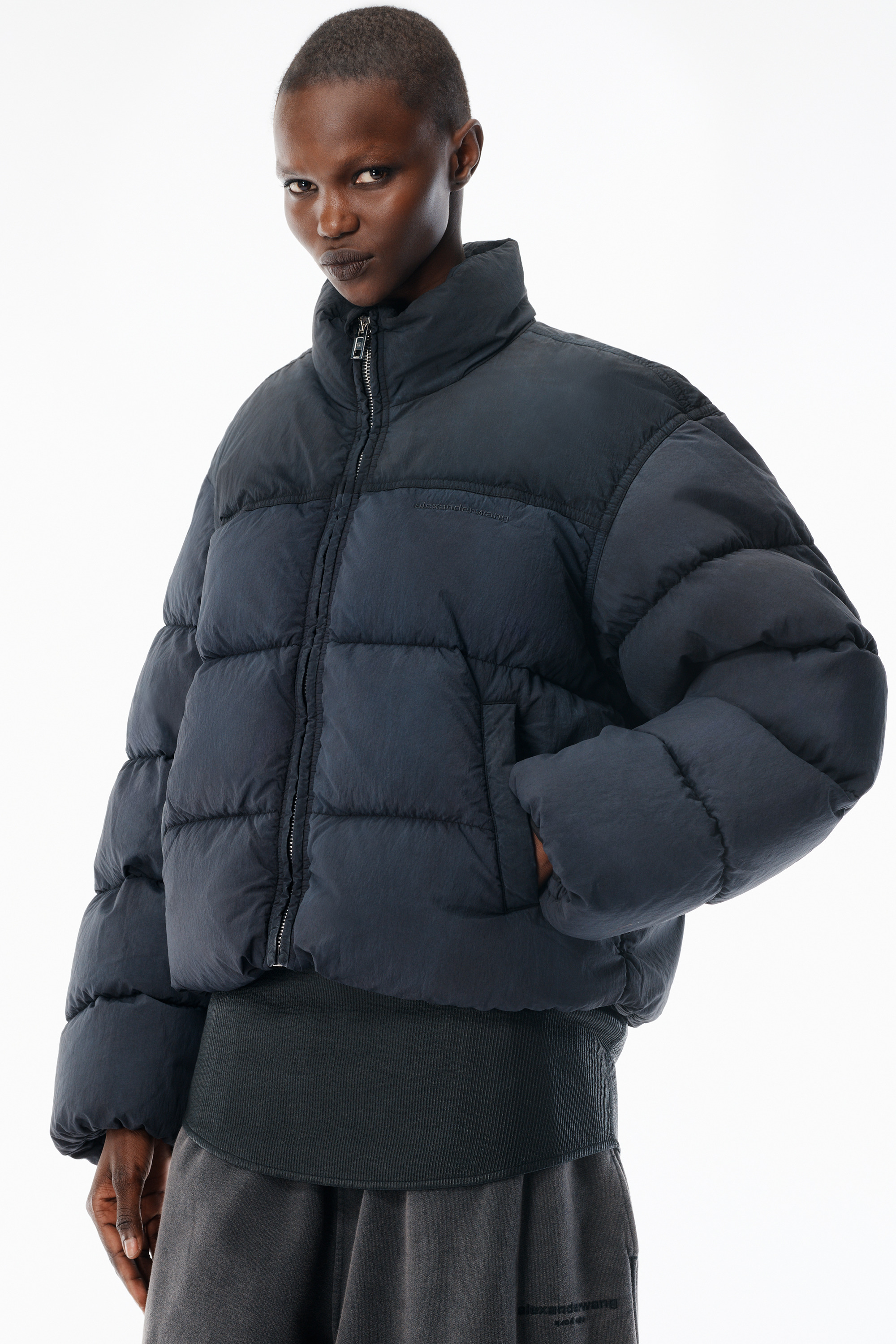 Graphite Matte Nylon Puffer Jacket - 3