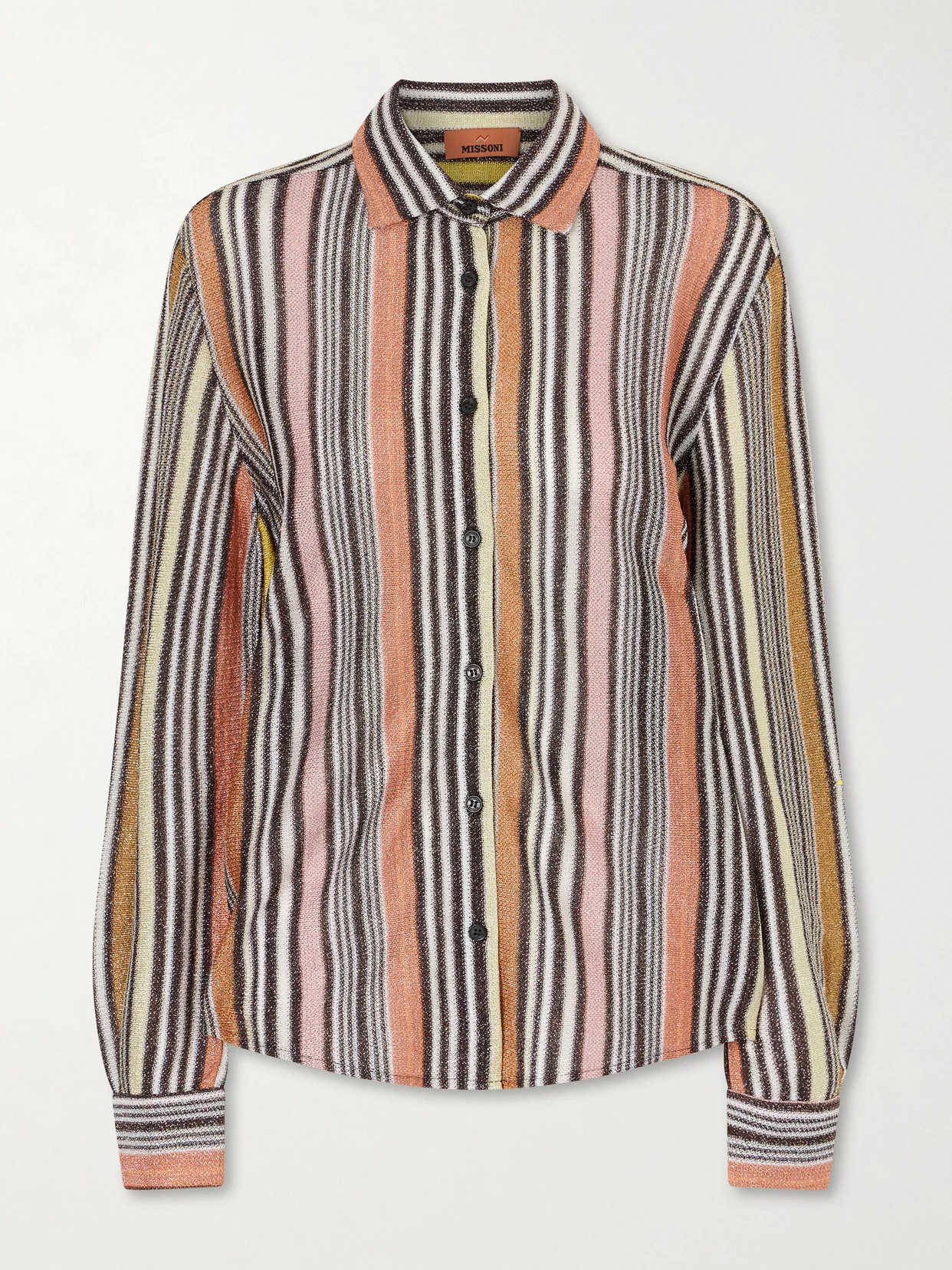 Striped Metallic Crochet-knit Shirt - 1