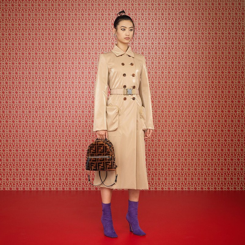 FENDI Small backpack in brown sheepskin outlook
