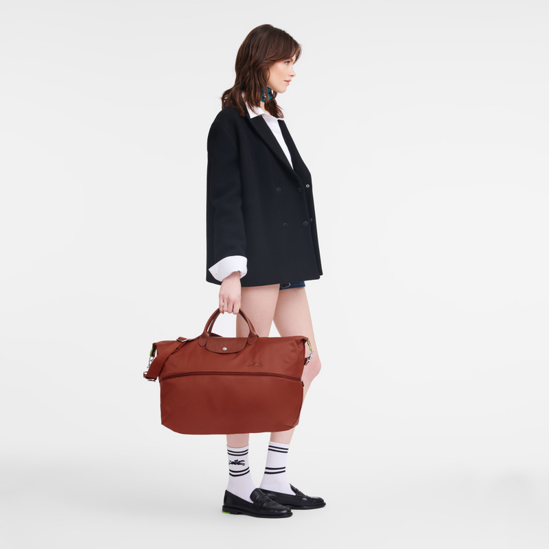 Le Pliage Green Travel bag expandable Chestnut - Recycled canvas 8