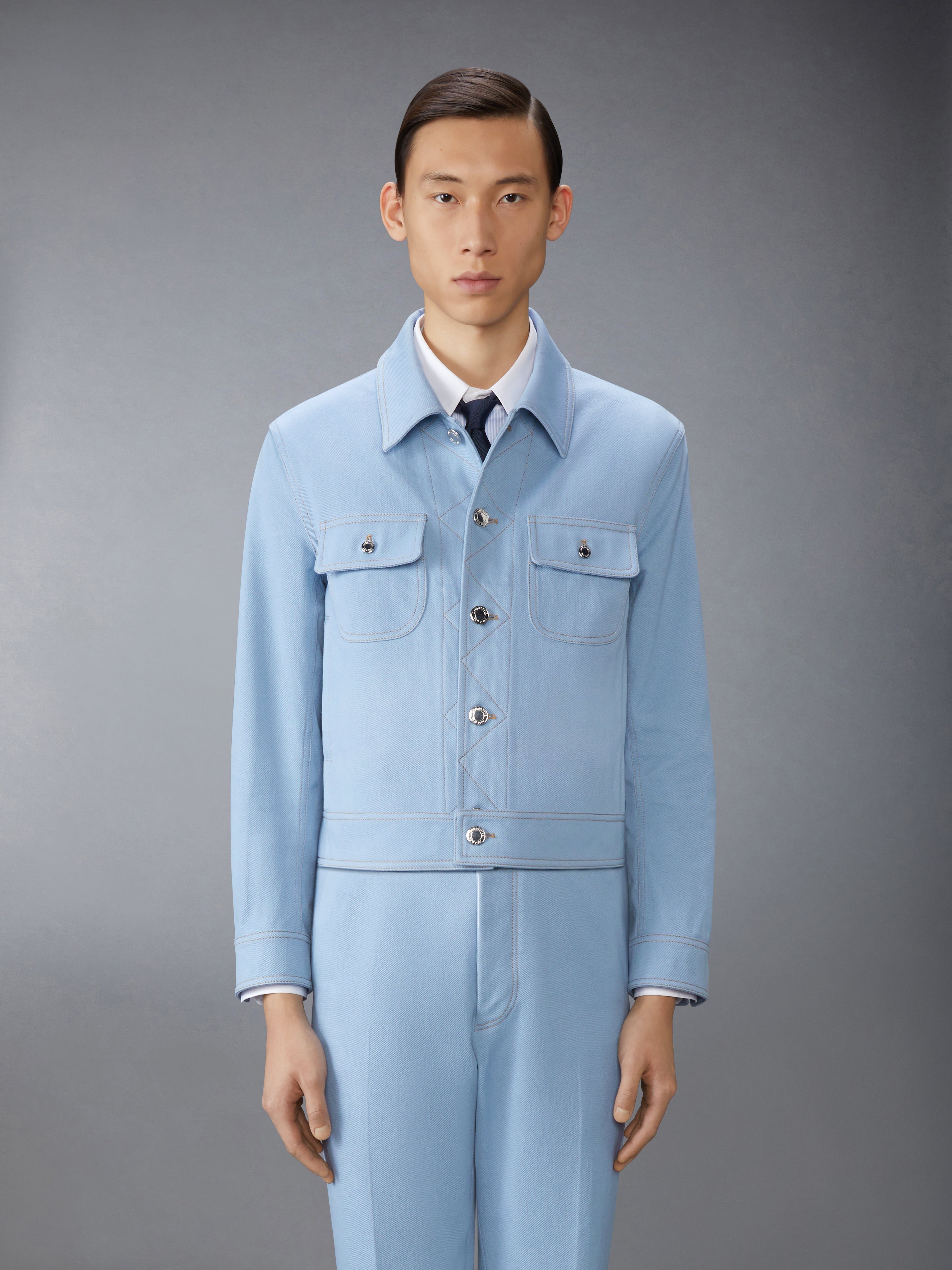 CONTRAST STITCH DENIM BACKSTRAP UTILITY JACKET - 2