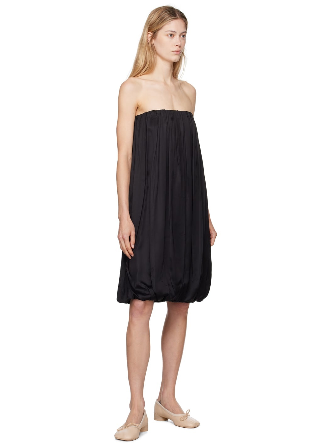 Black Gathered Minidress - 5