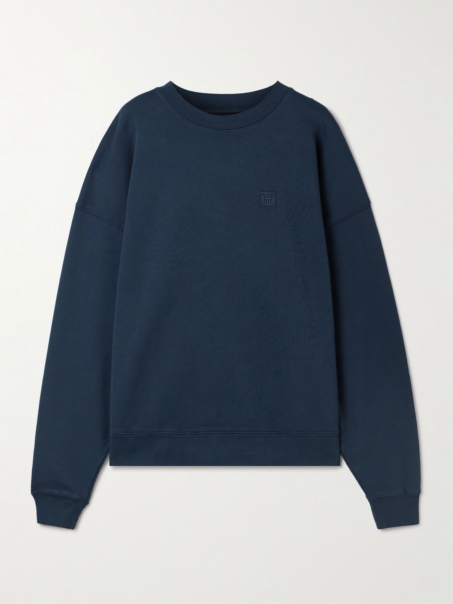 Miles embroidered cotton-jersey sweatshirt Navy - 1
