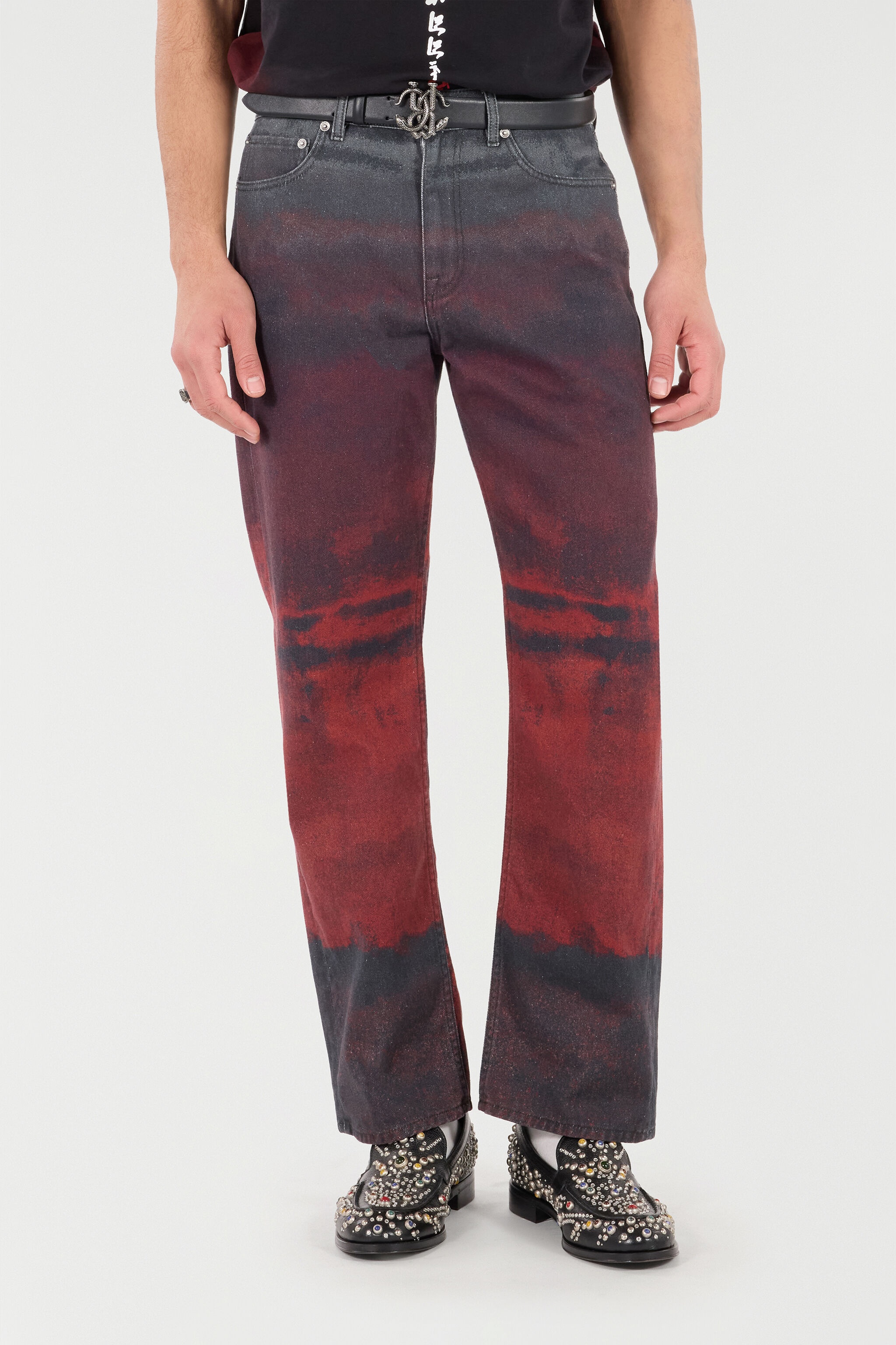 Jeans With A Mottled Print Effect - 3