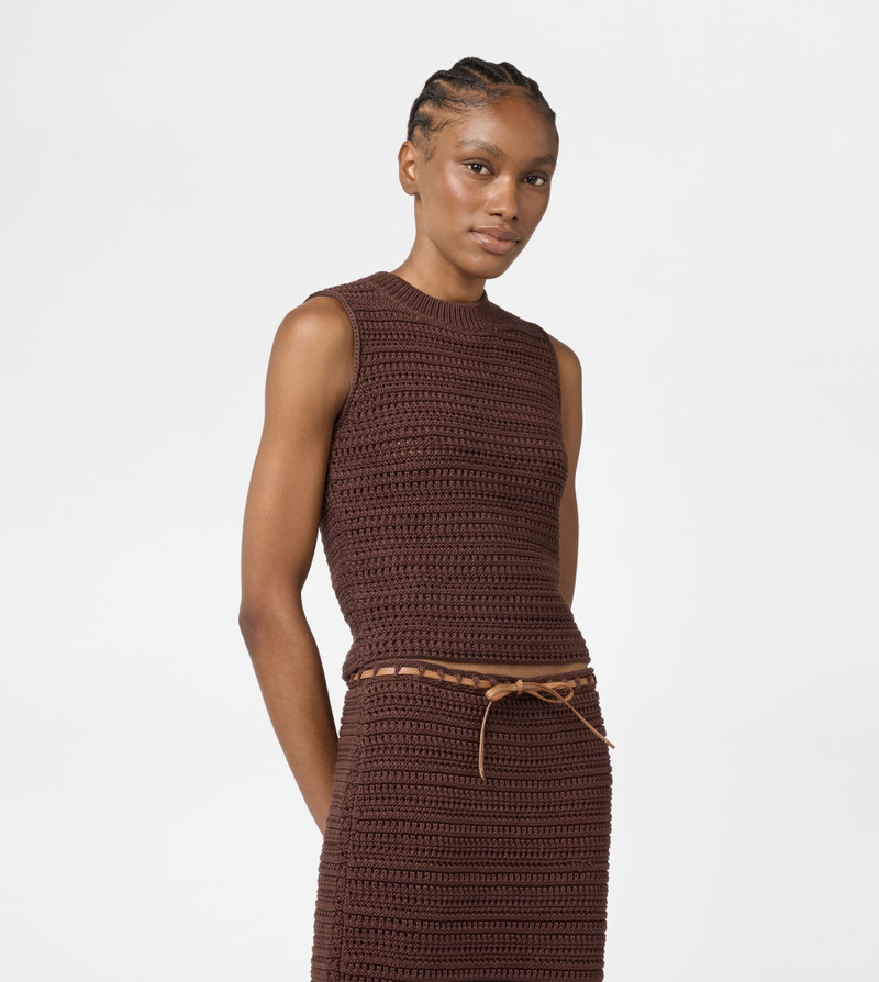 VEST IN COTTON - BROWN 3