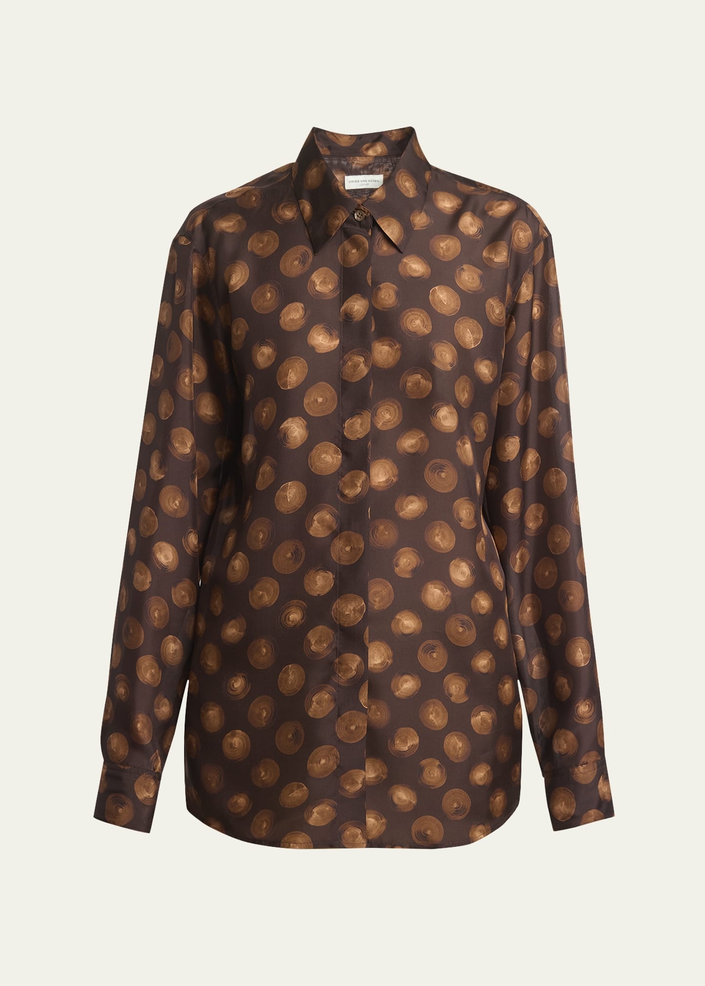 Clavel Printed Button Down Silk Blouse - 1