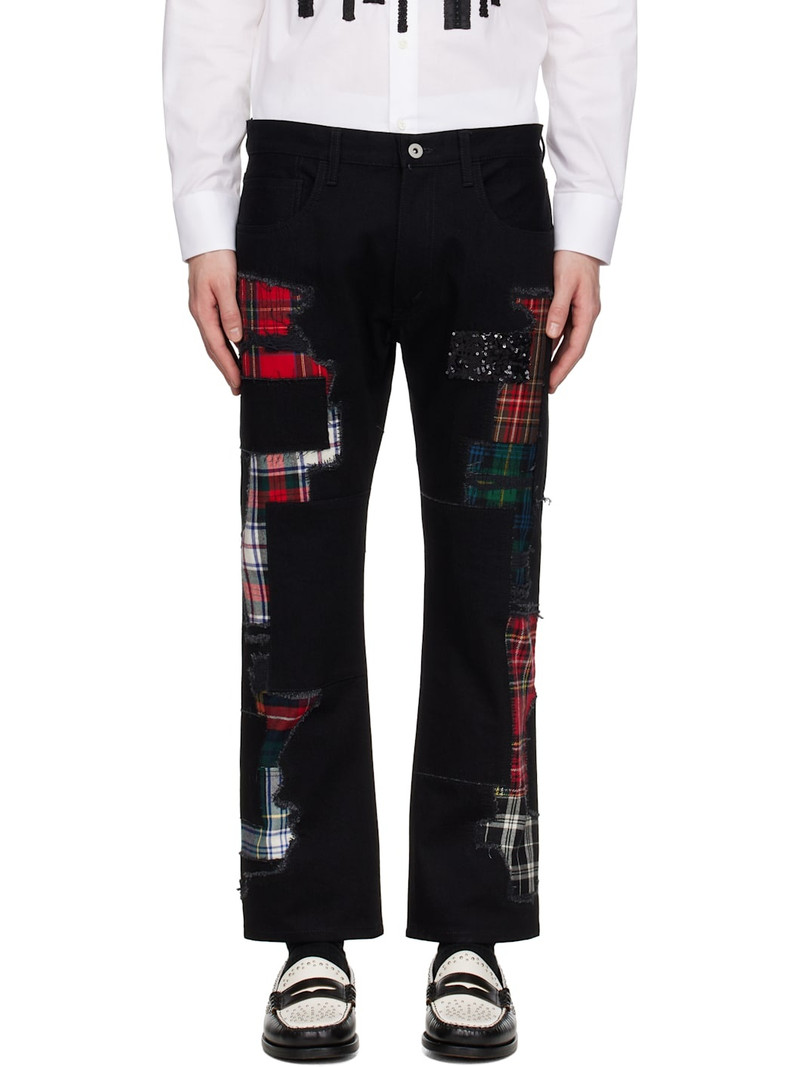 Black Patchwork Jeans - 1
