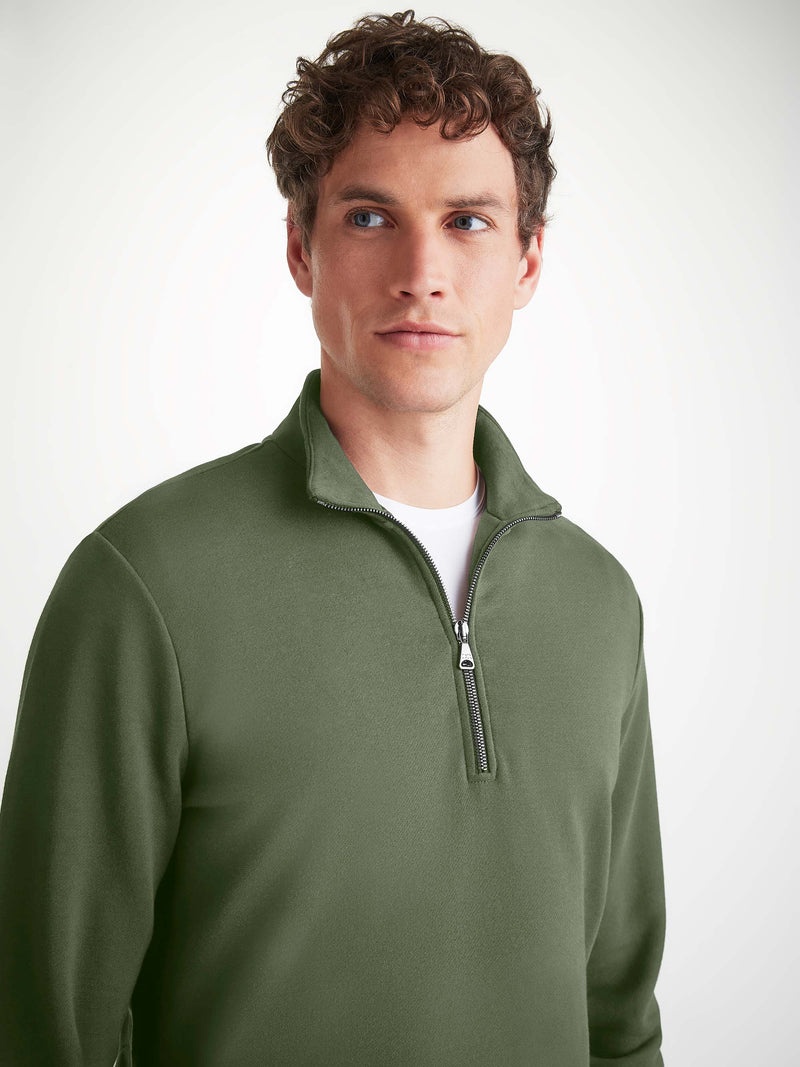 Men's Half-Zip Pullover Quinn Cotton Modal Soft Green - 6