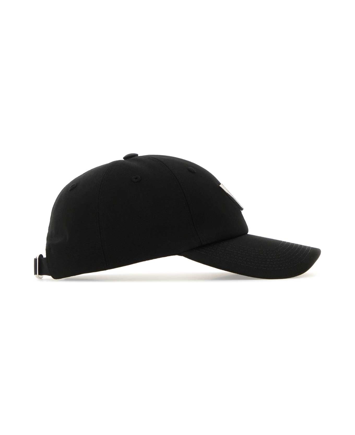 Black Stretch Cotton Baseball Cap - 2
