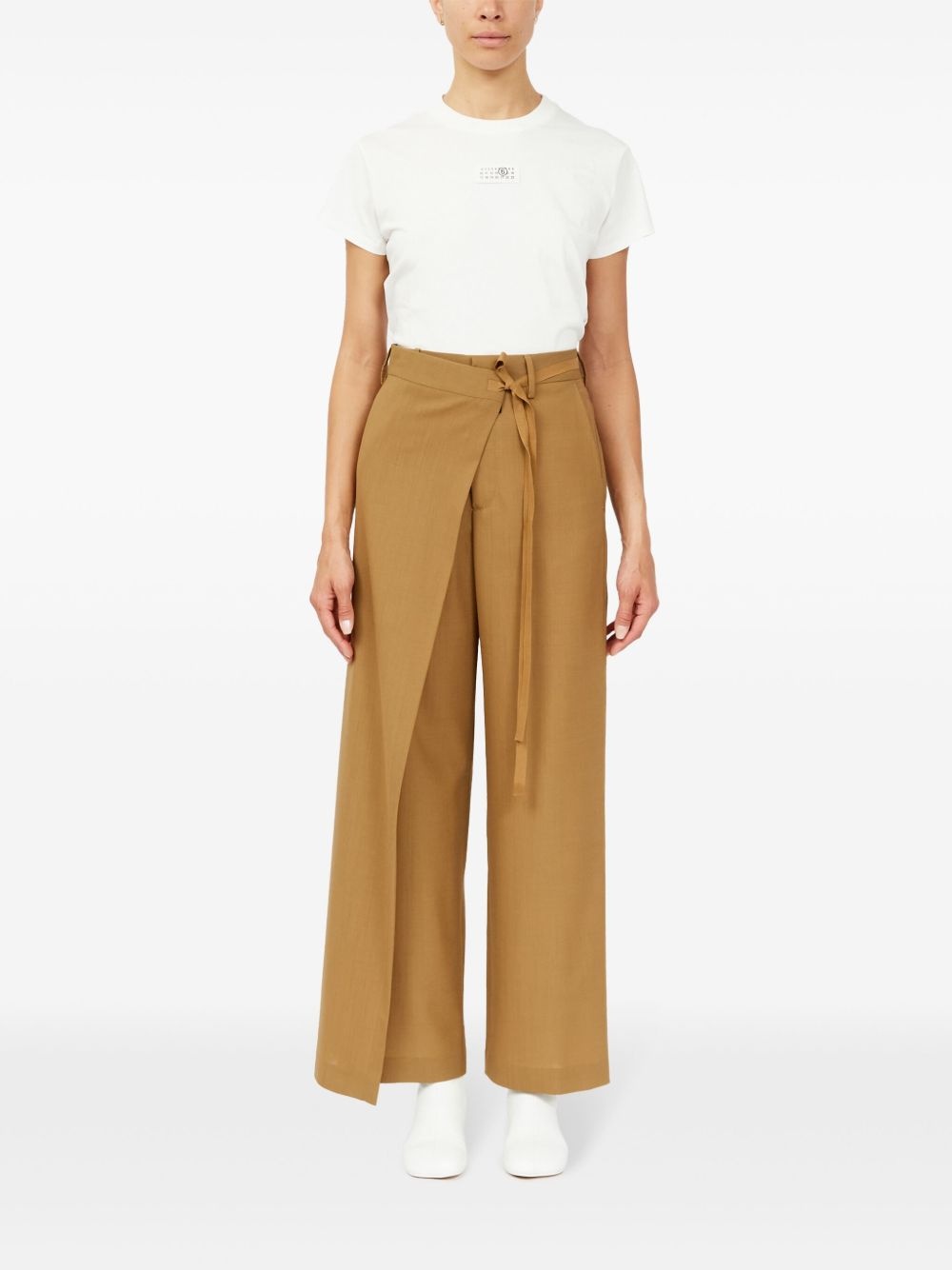 wrap-design flared trousers - 2