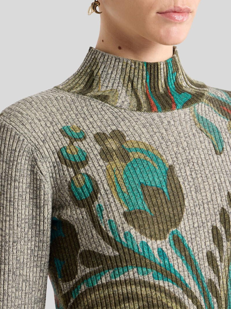 Etro RIBBED WOOL TURTLENECK SWEATER WITH DAFFODIL PRINT outlook