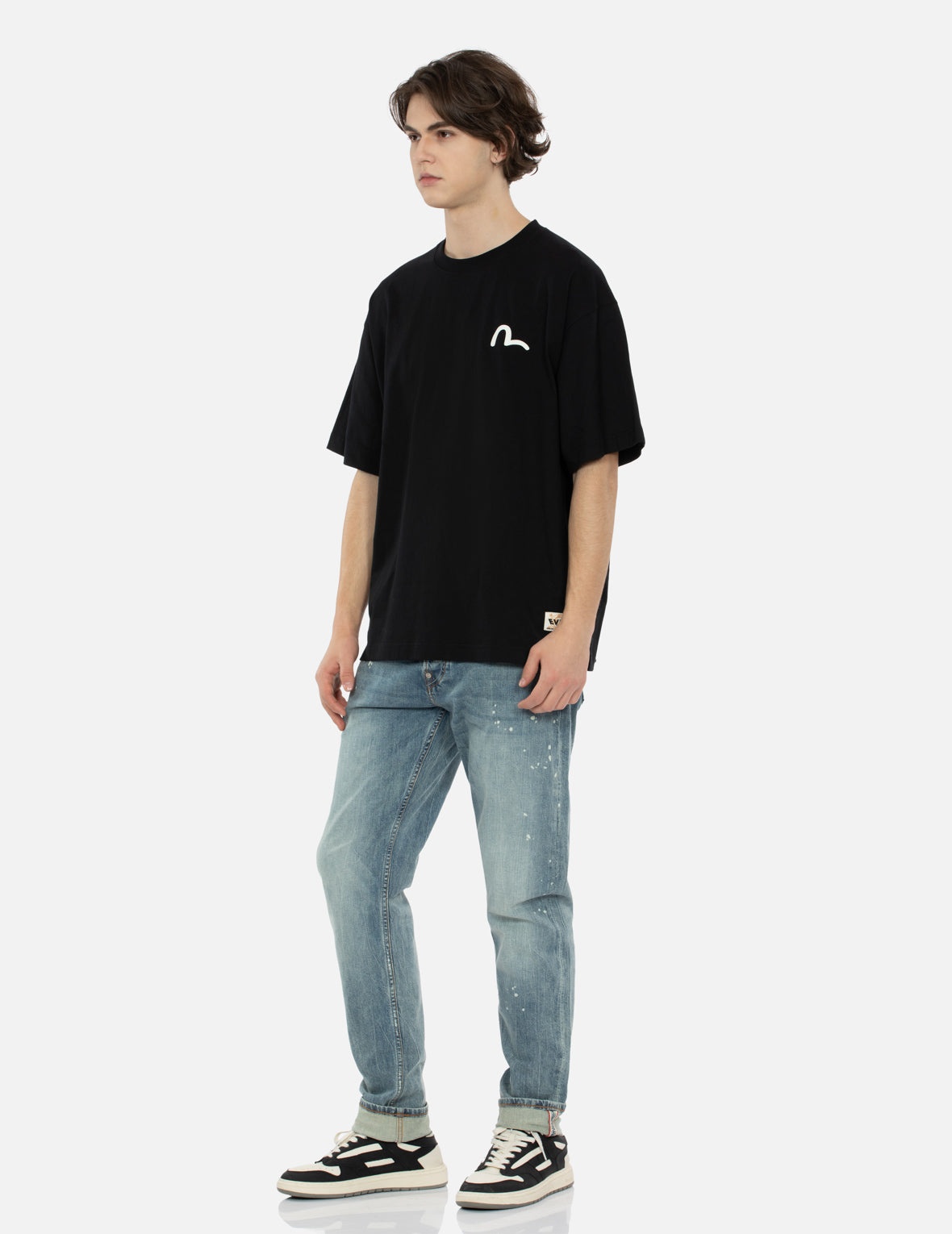 Washed Multiple Distressed Print with Splatter Marks Carrot Fit Jeans #2017 - 4