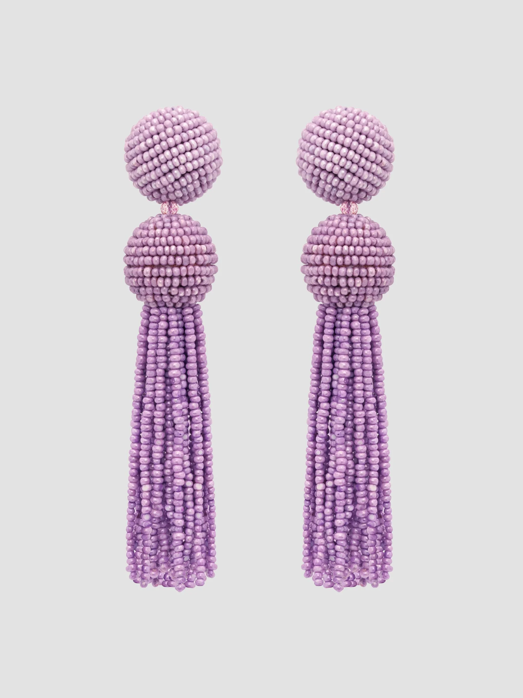 Women's Beaded Tassel Drop Earrings - Lilac - 1