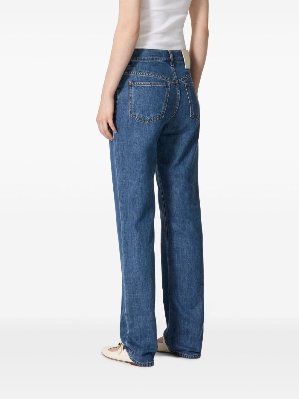 mid-rise straight leg cotton jeans - 4