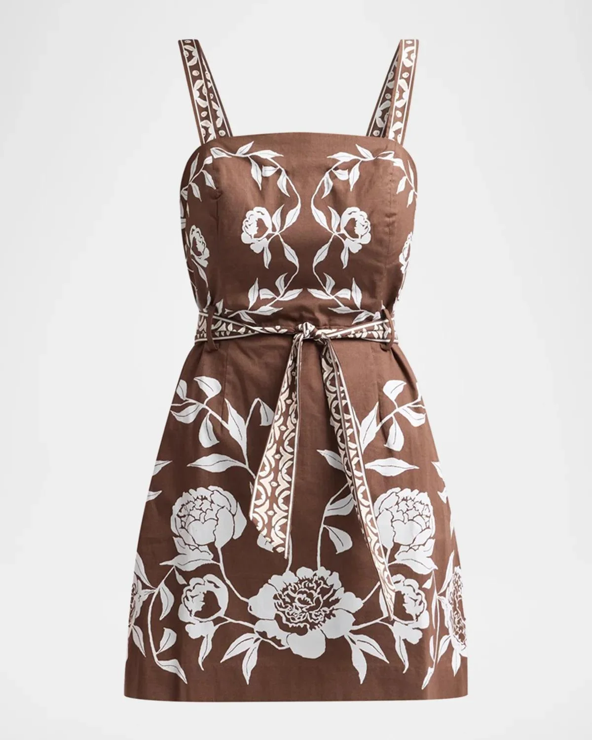 Muireann Floral Stretch-Cotton Tie-Waist Mini Dress - 1