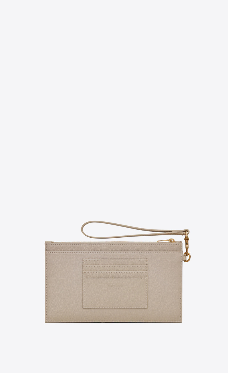 SAINT LAURENT monogram large bill pouch in grain de poudre embossed leather outlook