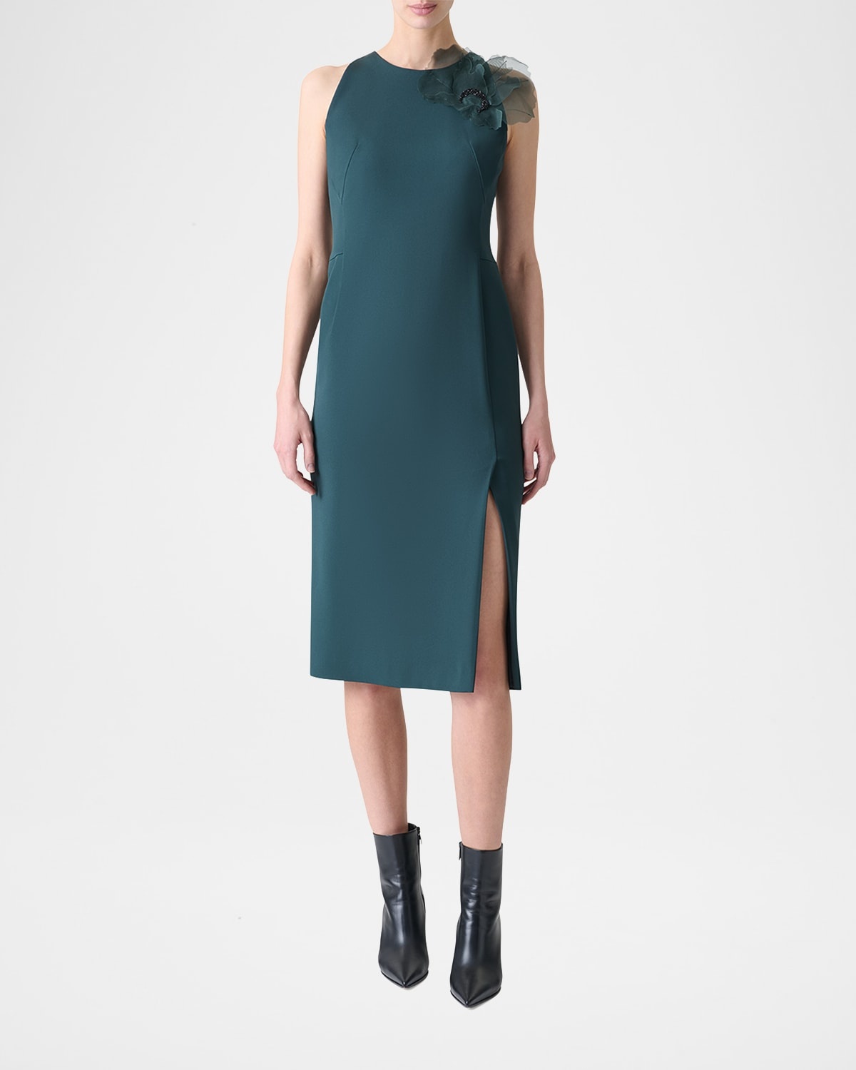 3D Anemone Flower Silk Crepe Sheath Dress - 2