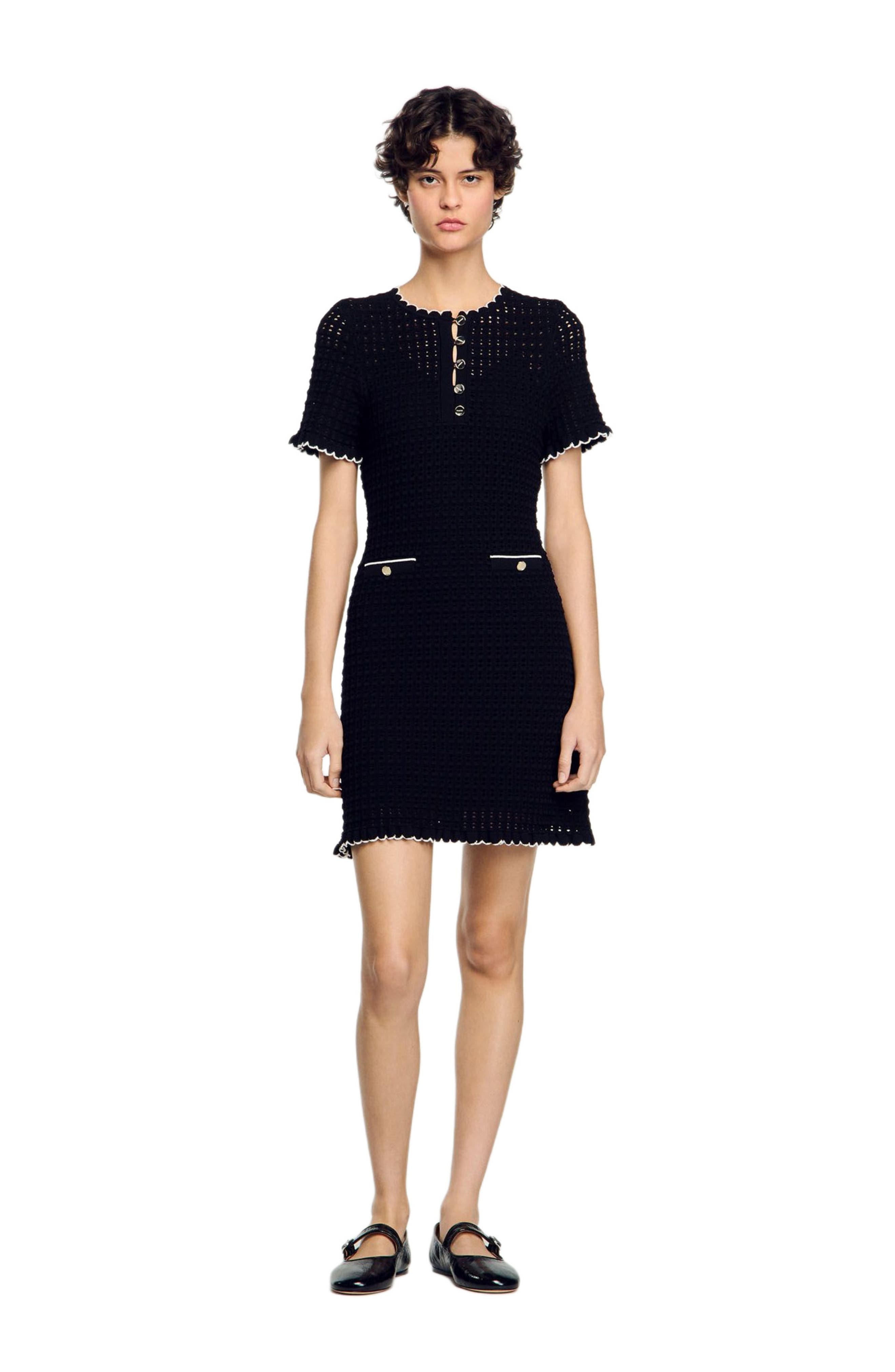 SANDRO Short knit dress in Black at Nordstrom - 1