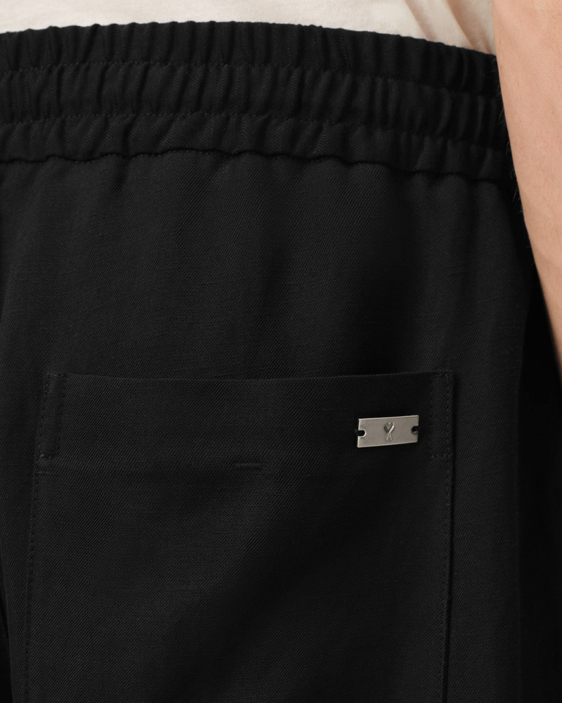 BLACK BLENDED LINEN ELASTICATED WAIST TROUSERS 5