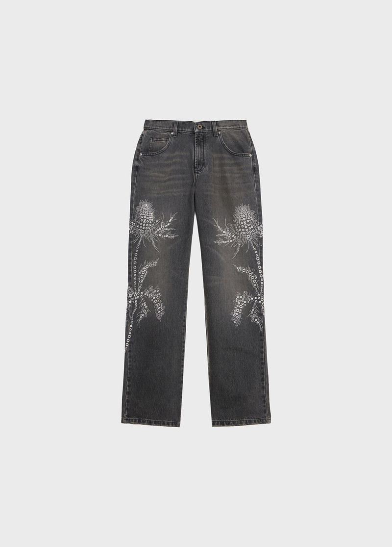 JEANS WITH EYELETS AND STUD EMBROIDERY 1