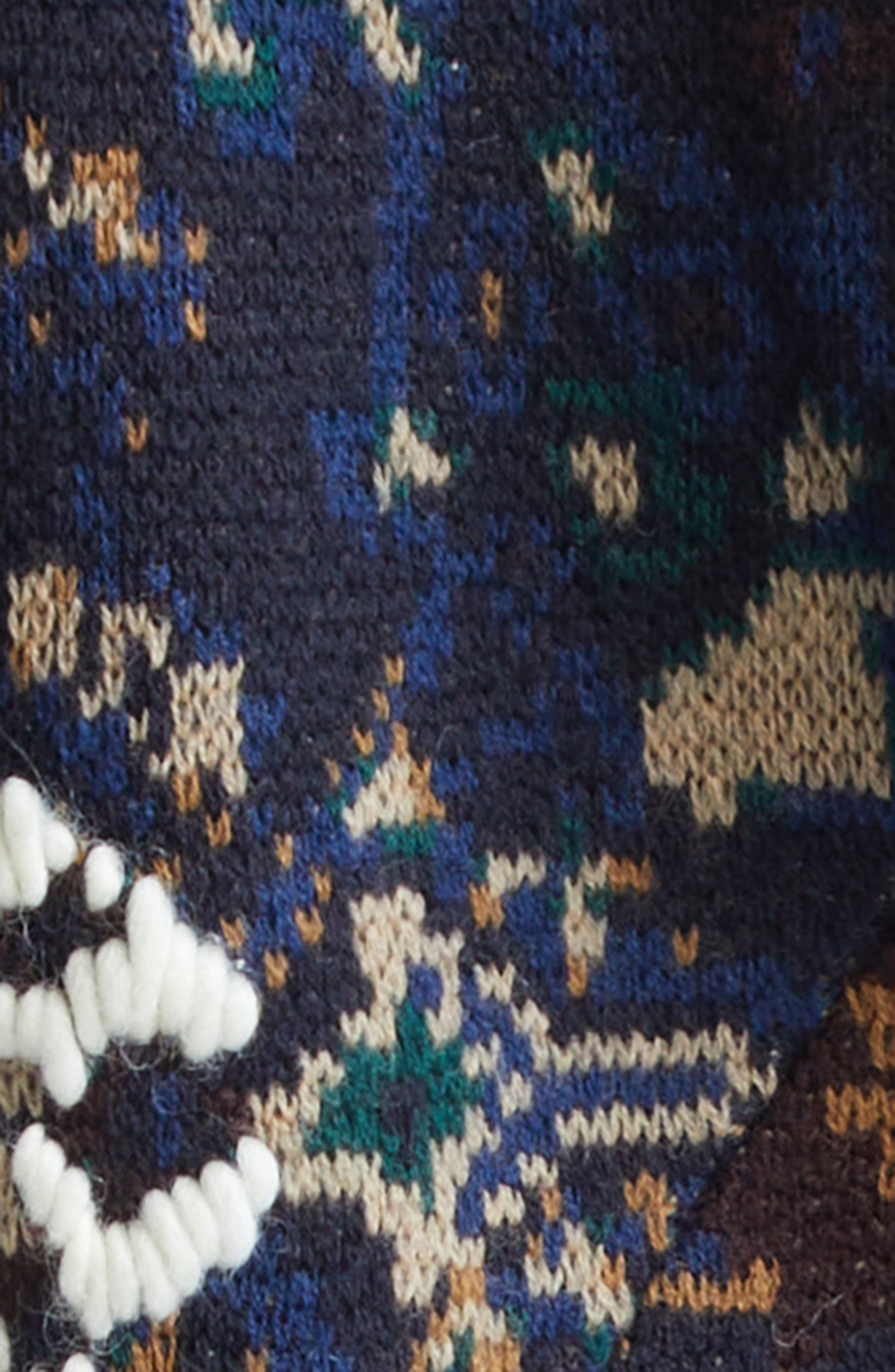 Sacai Floral Jacquard Asymmetric Wool Sweater in Navy at Nordstrom - 7