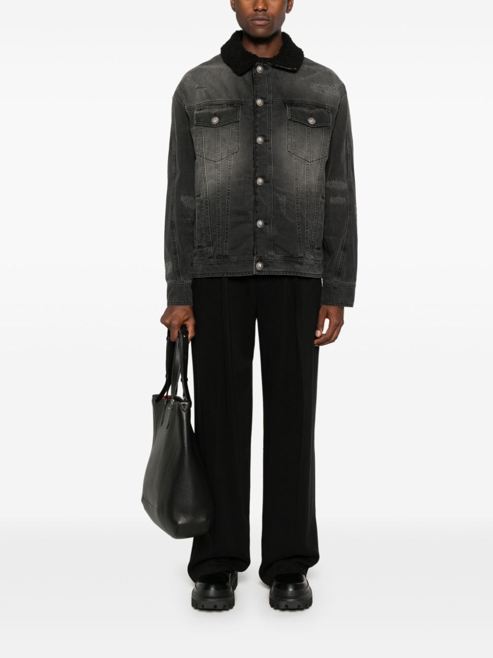 shearling-lining denim jacket - 2
