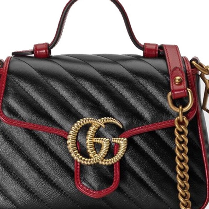 (WMNS) Gucci GG Marmont Series mini hand Bag Single Shoulder Bag Black 583571-0OLFX-8277 - 6