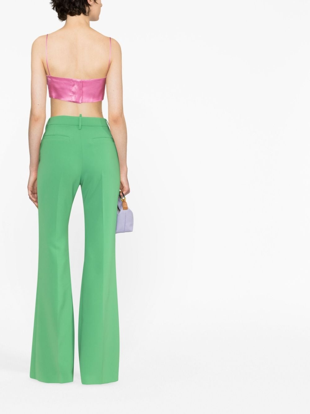cut-out mesh detail flared trousers - 4