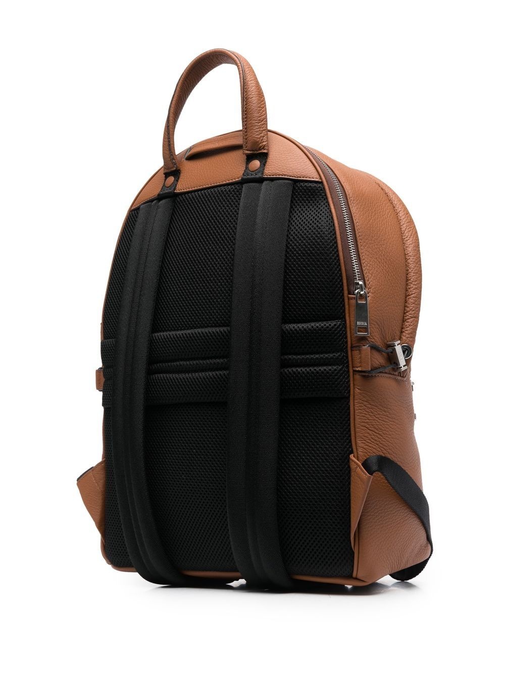 logo-plaque leather backpack - 3
