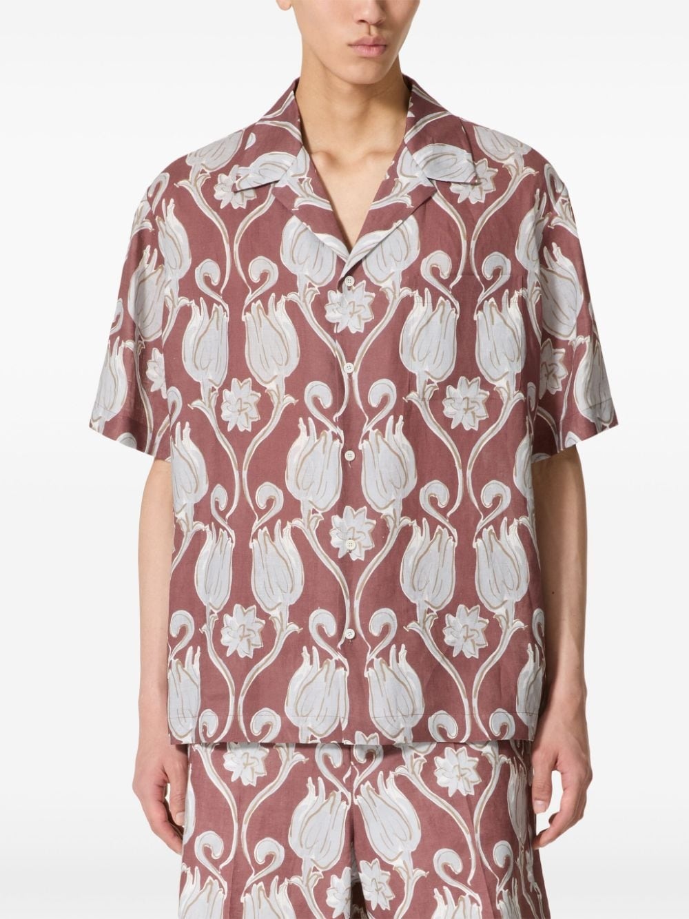 graphic-print linen T-shirt - 3