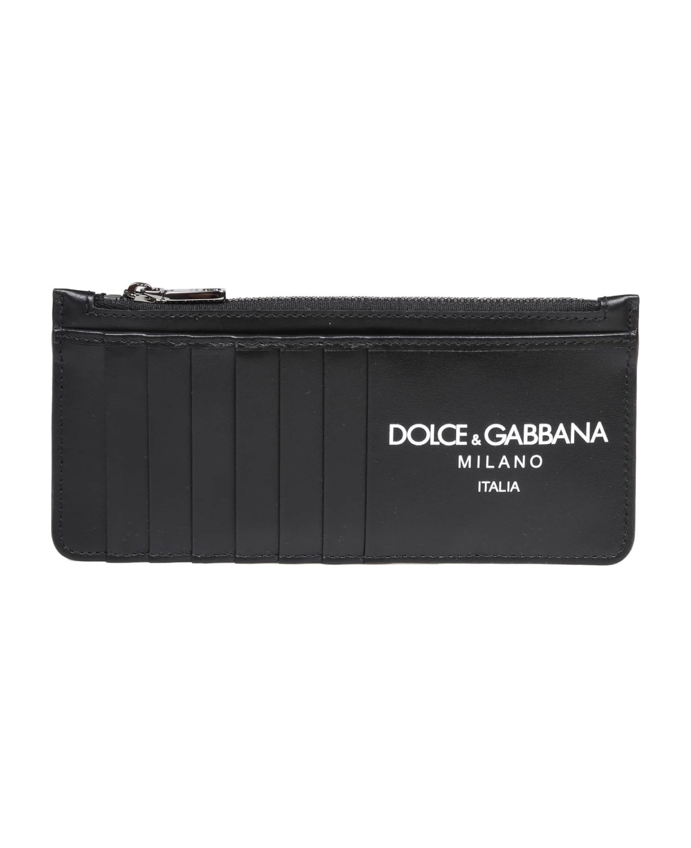 Calfskin Card Holder With Black Logo - 1