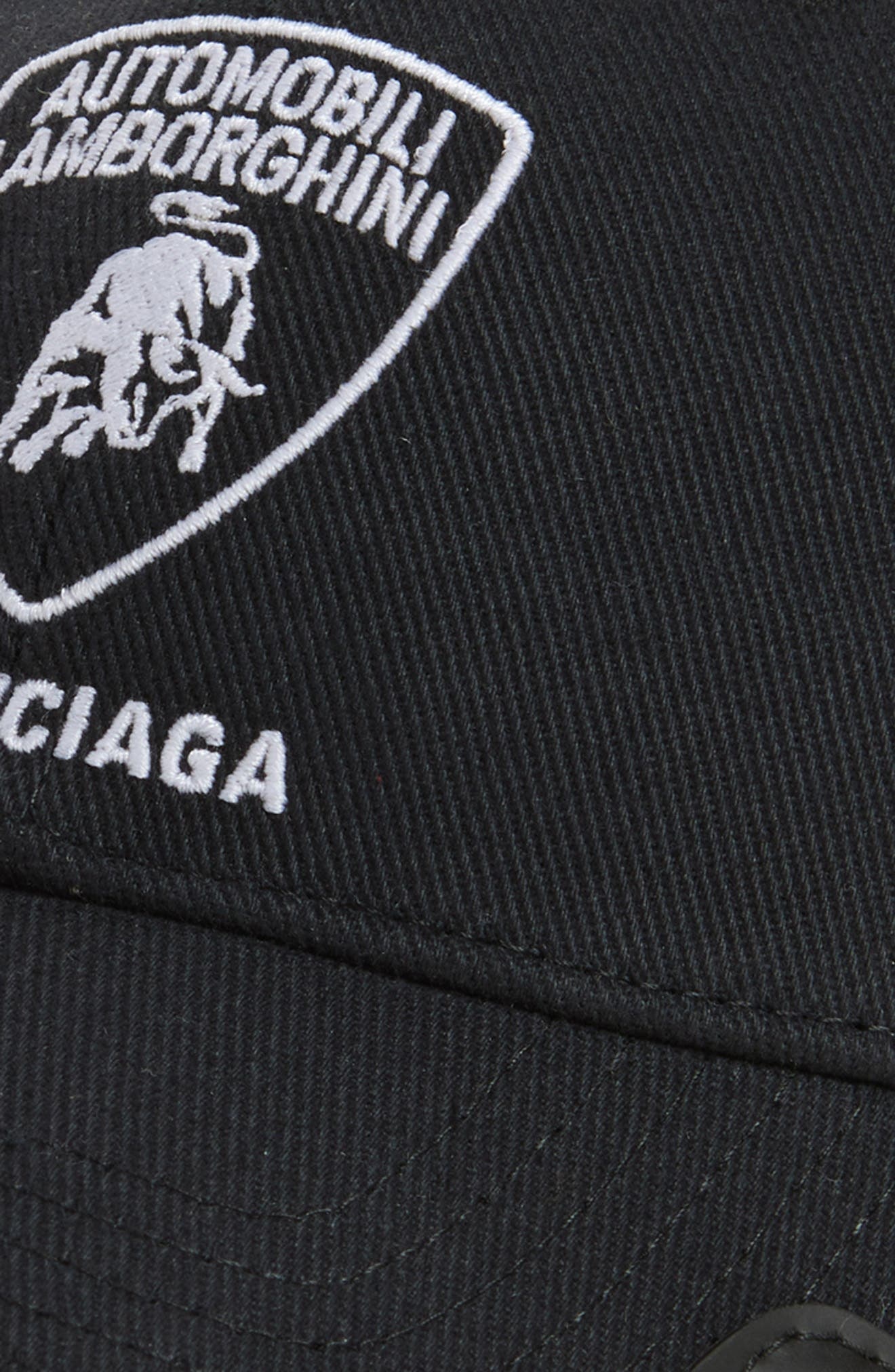 Balenciaga x Automobili Lamborghini Logo Embroidered Adjustable Baseball Cap in 1000 Black at Nordst - 4