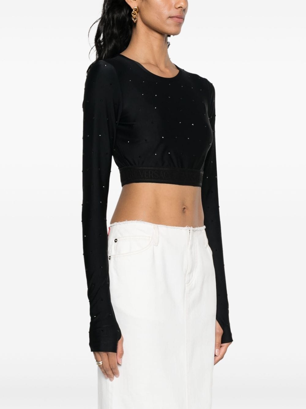 crystal-embellished crop top - 3