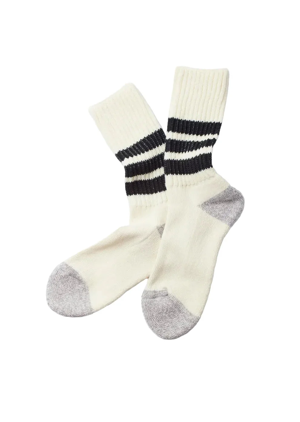 R1255 Coarse Ribbed Old School Crew Socks Black - 1