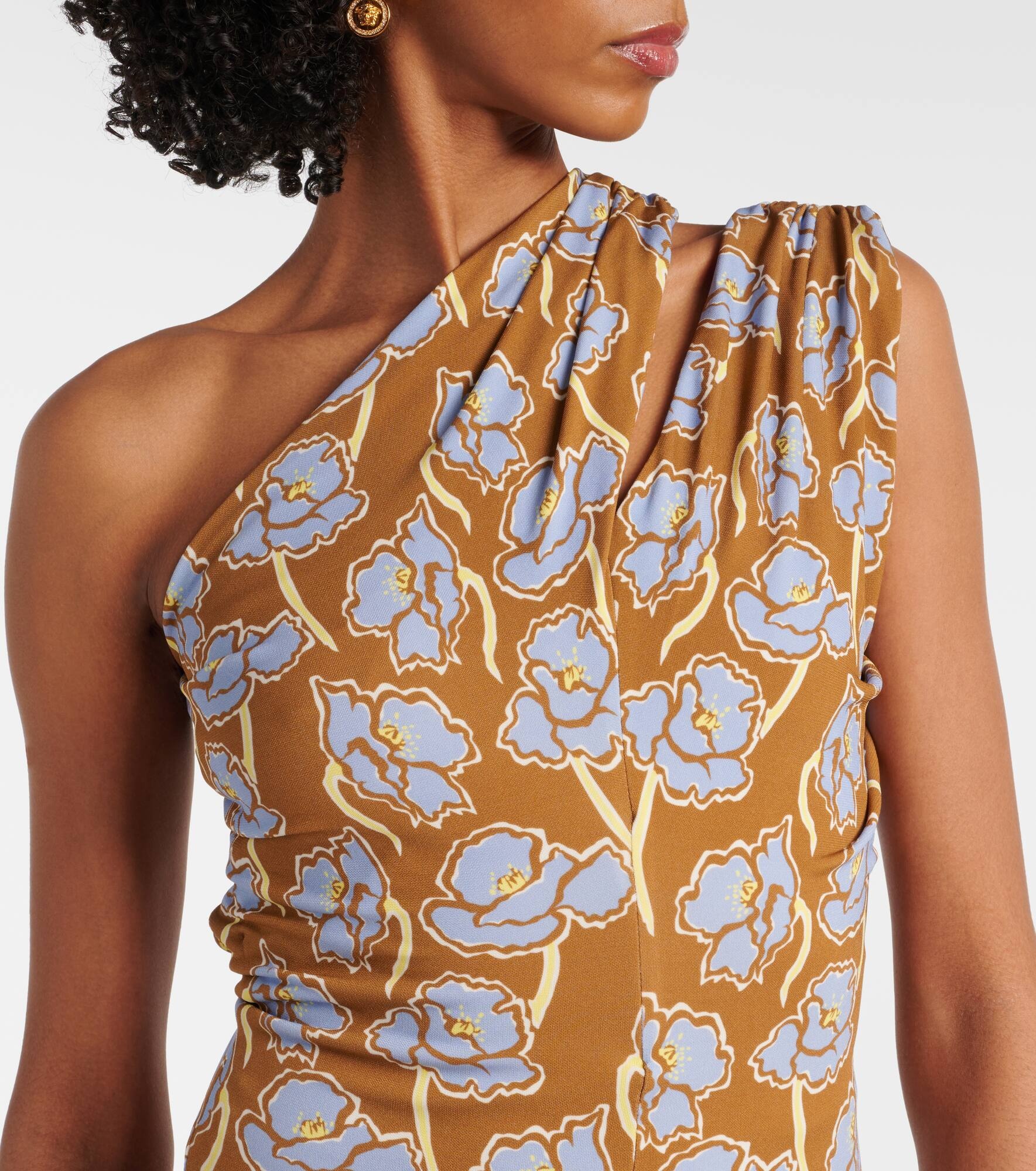 Poppies printed crêpe jersey midi dress - 4