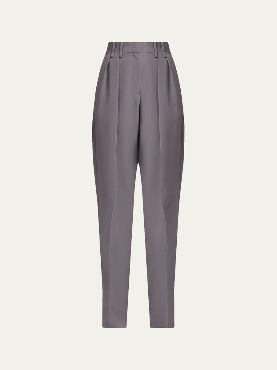 Pleated Wool Straight-Leg Pants - 1