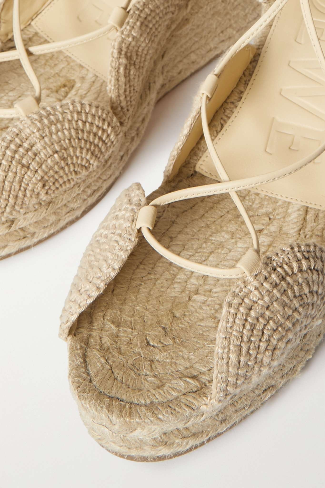 + Paula's Ibiza Solar leather-trimmed jute wedge espadrilles - 4