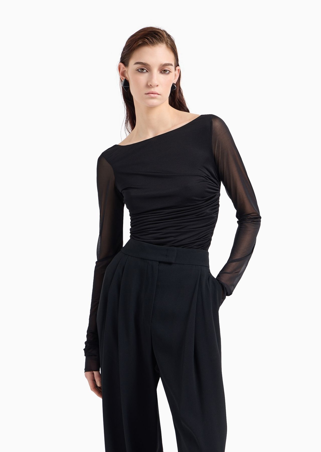 Draped chiffon jersey jumper - 2