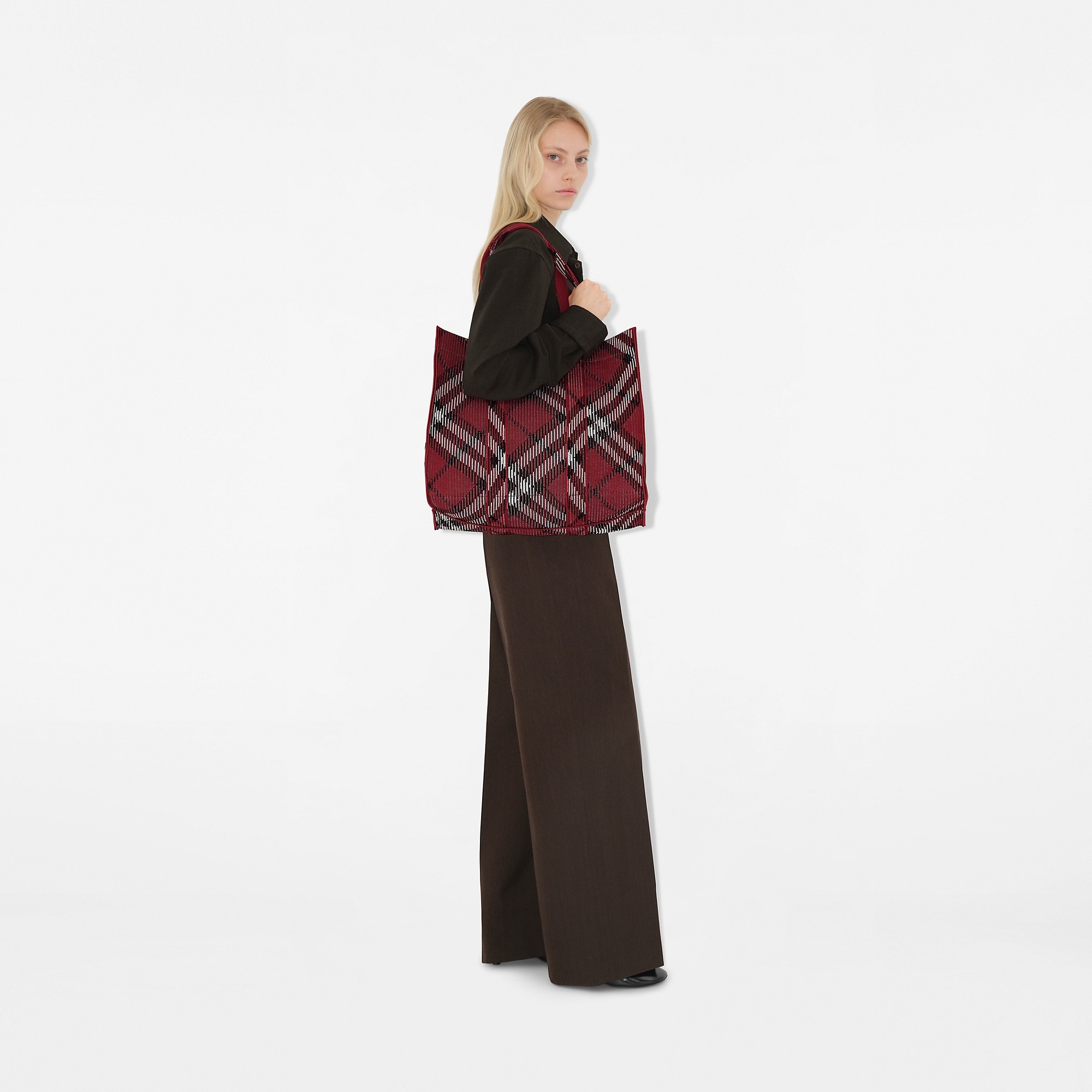 Medium Check Knitted Tote - 3