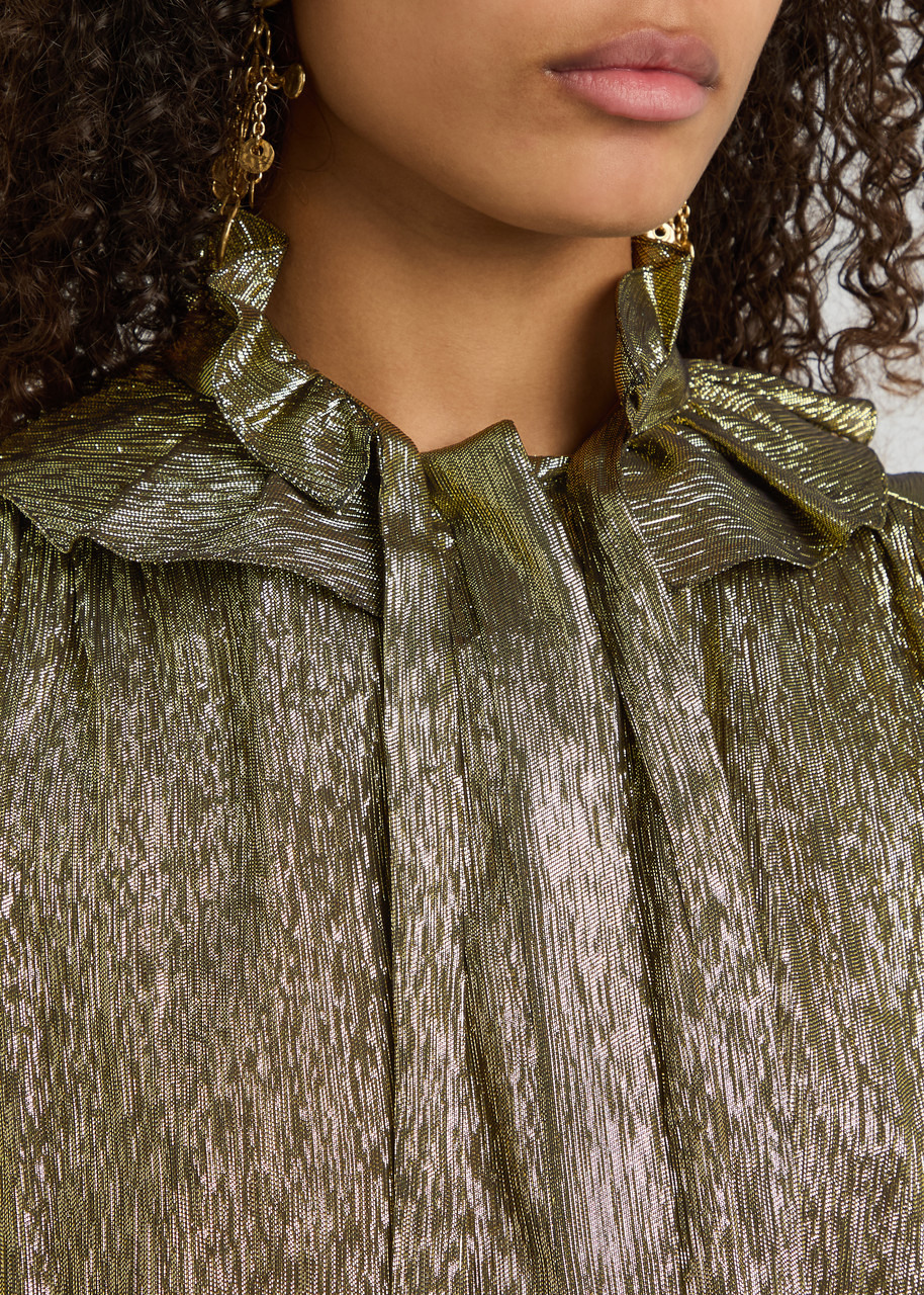 Chloe Metallic Silk-blend Blouse - 5