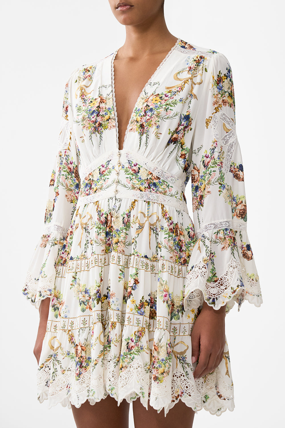 TIERED DRESS WITH RUFFLE FRILL SLEEVES - 4