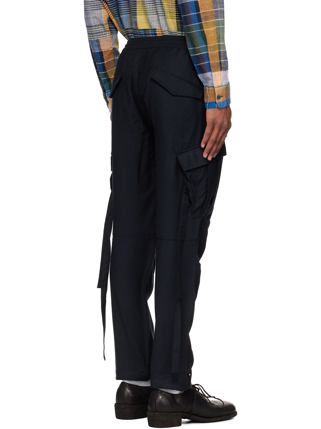 Black 6068 Merino Wool Track Cargo Pants - 3