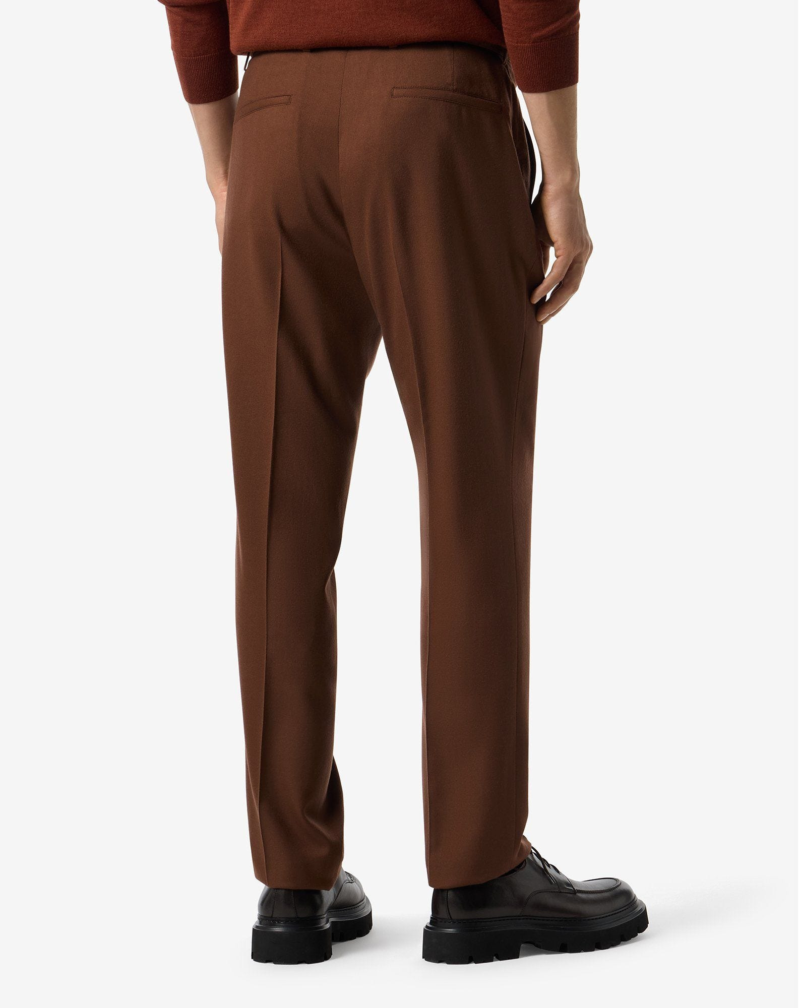 Burned earth pure wool chinos - 4