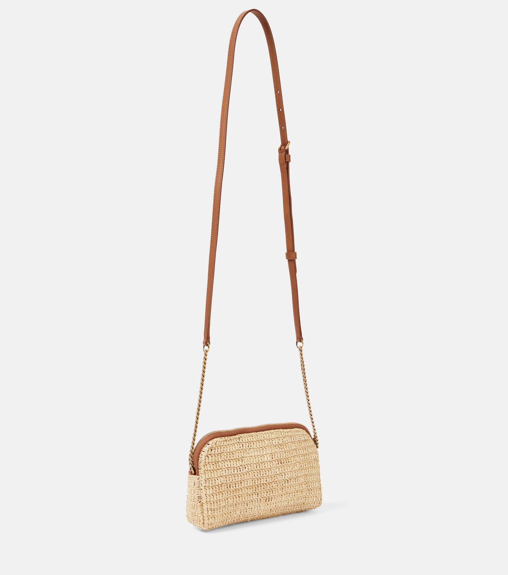Gaby leather-trimmed raffia shoulder bag - 4
