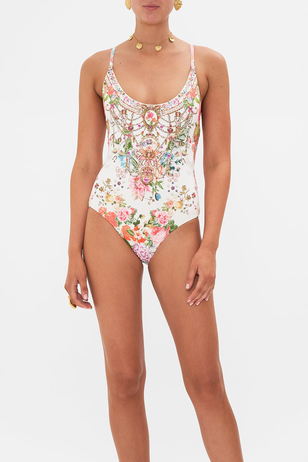 SCOOP NECK ONE PIECE WITH BUTTONS - 5