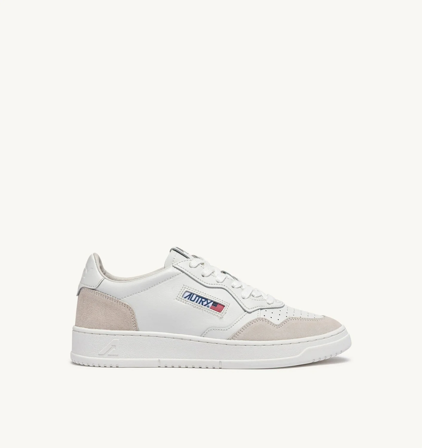MEDALIST LOW SNEAKERS IN WHITE LEATHER AND SUEDE - 1