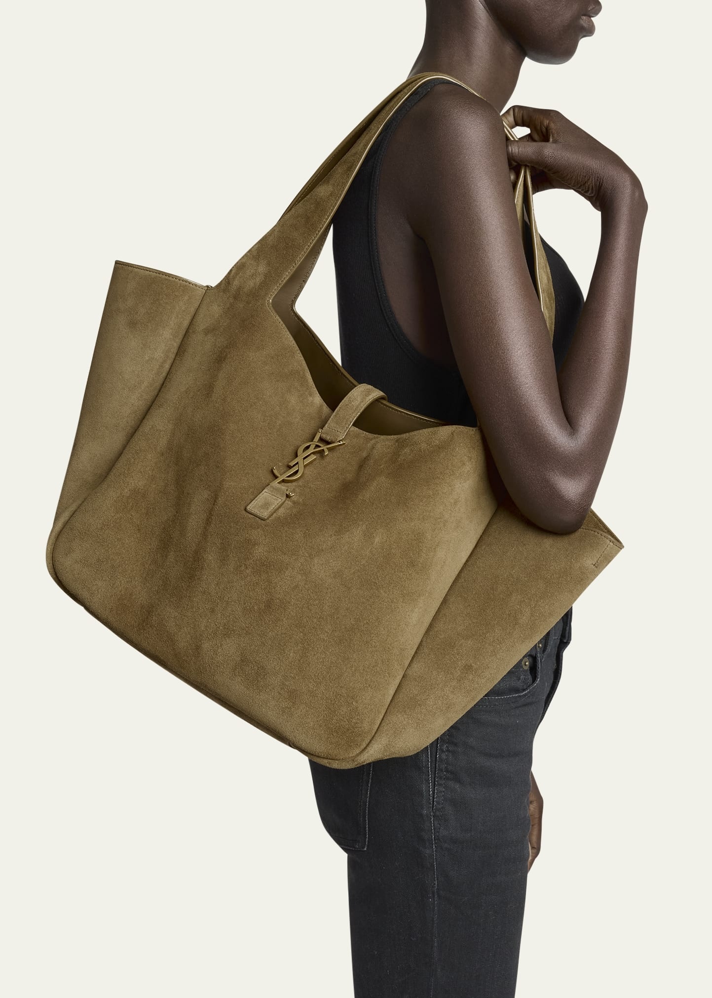 SAINT LAURENT Bea YSL Cabas Tote Bag in Suede