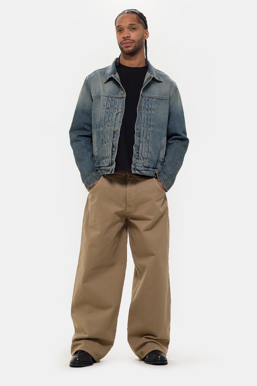 Alias Denim Trucker Jacket in Blue/Brown Sugar Washing - 2