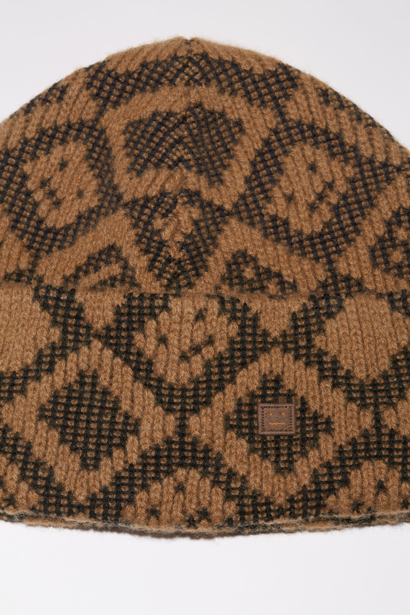 Face tiles beanie - Toffee brown/black 4